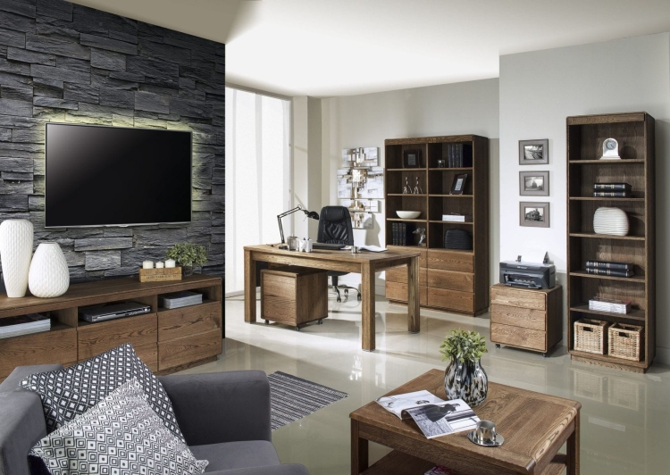 witryna do gabinetu męskiego w kolorze palonego dębu