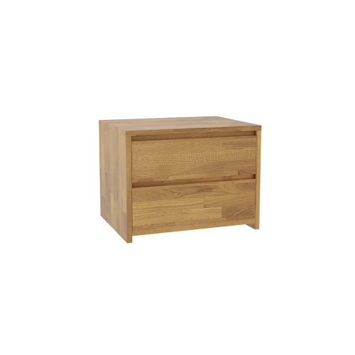 Drewniany stolik nocny z dwoma szufladami