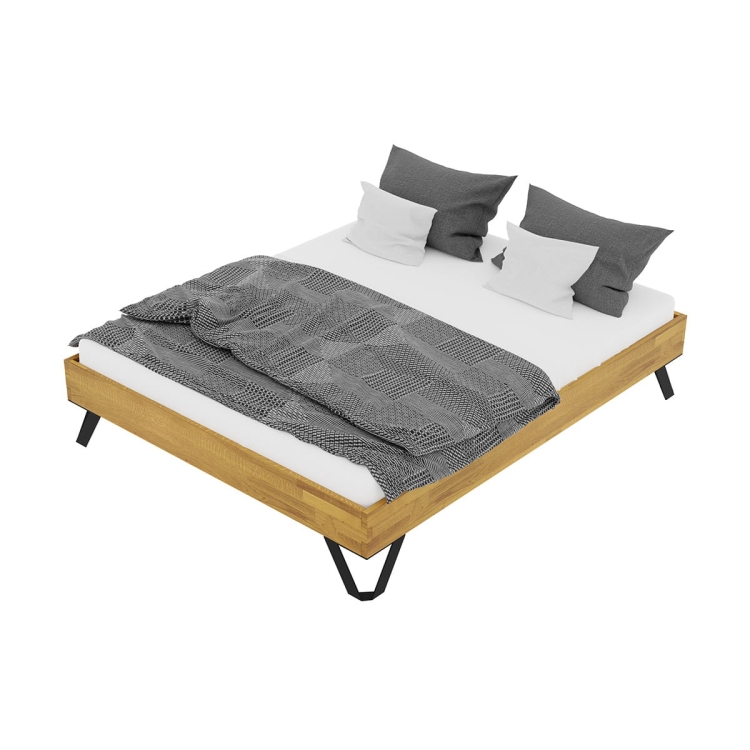 Łóżko dębowe drewniane Toro 180x200 naturalny dąb z minimalistycznym designem do sypialni