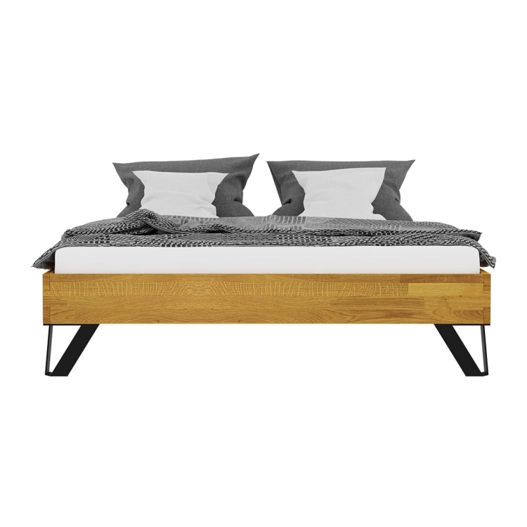 Łóżko dębowe drewniane Toro 180x200 naturalny dąb bez zagłówka widok z przodu