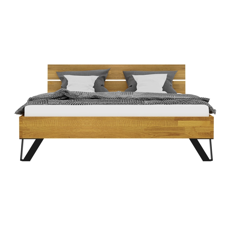 dębowe łóżko z metalowymi nogami małżeńskie.jpg