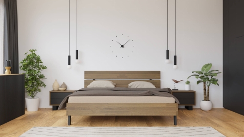 drewniane łózko małżeńskie w kolorze orzecha z zagłowkiem.jpg