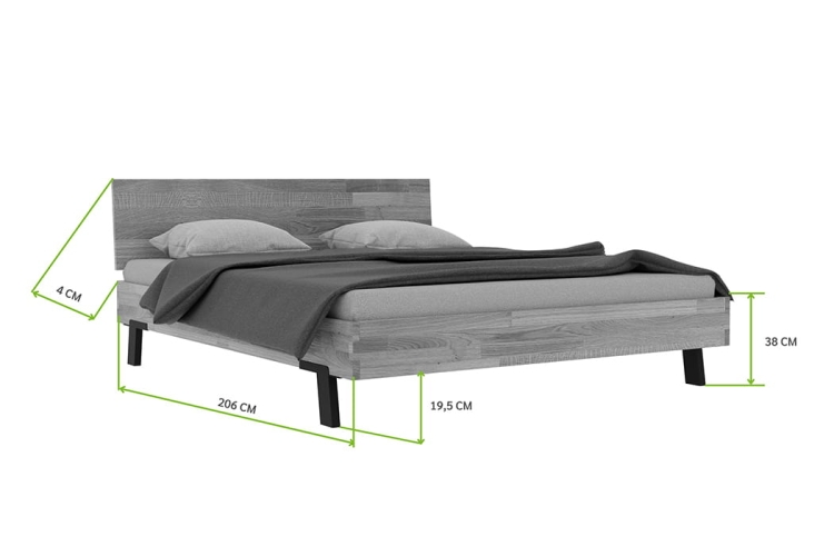 Schemat wymiarów technicznych łóżka Mona Classic 120x200: szerokość 126 cm, długość 210 cm, wysokość zagłówka 84 lub 88 cm.