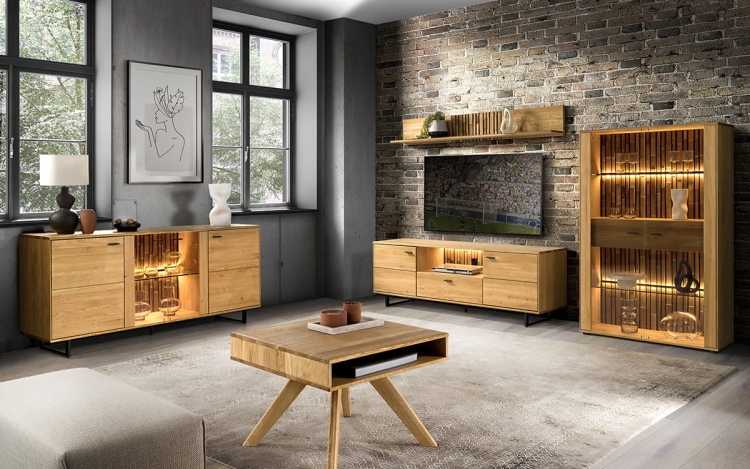 salon dębowych mebli Terra w nowoczesnym stylu.jpg
