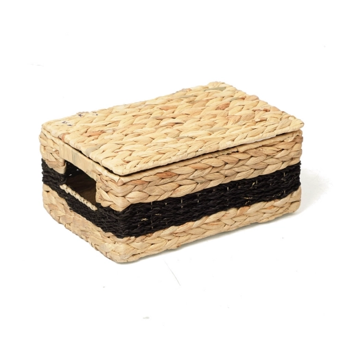 Zamykany koszyk z hiacyntu wodnego do przechowywania boho.