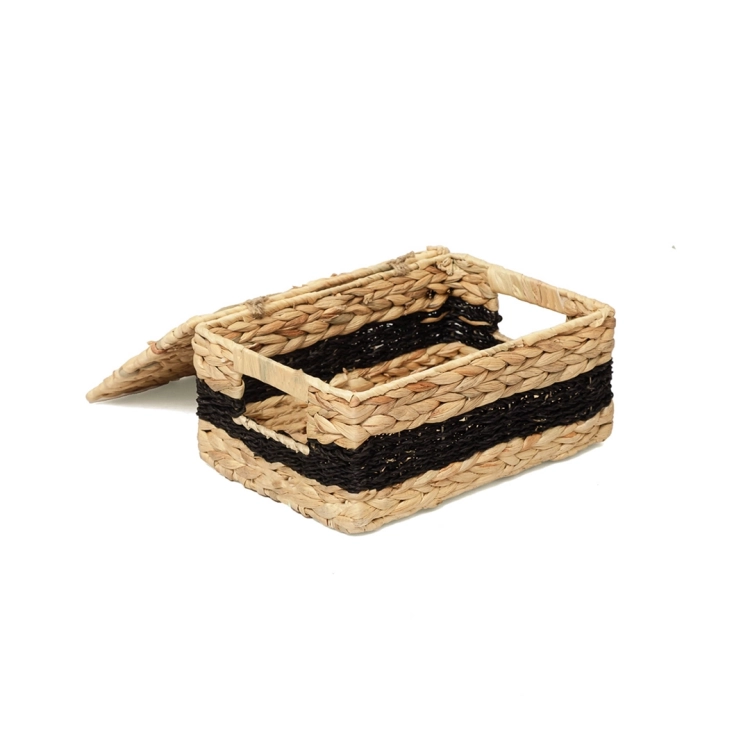 Otwarty kosz z hiacyntu wodnego z pokrywą