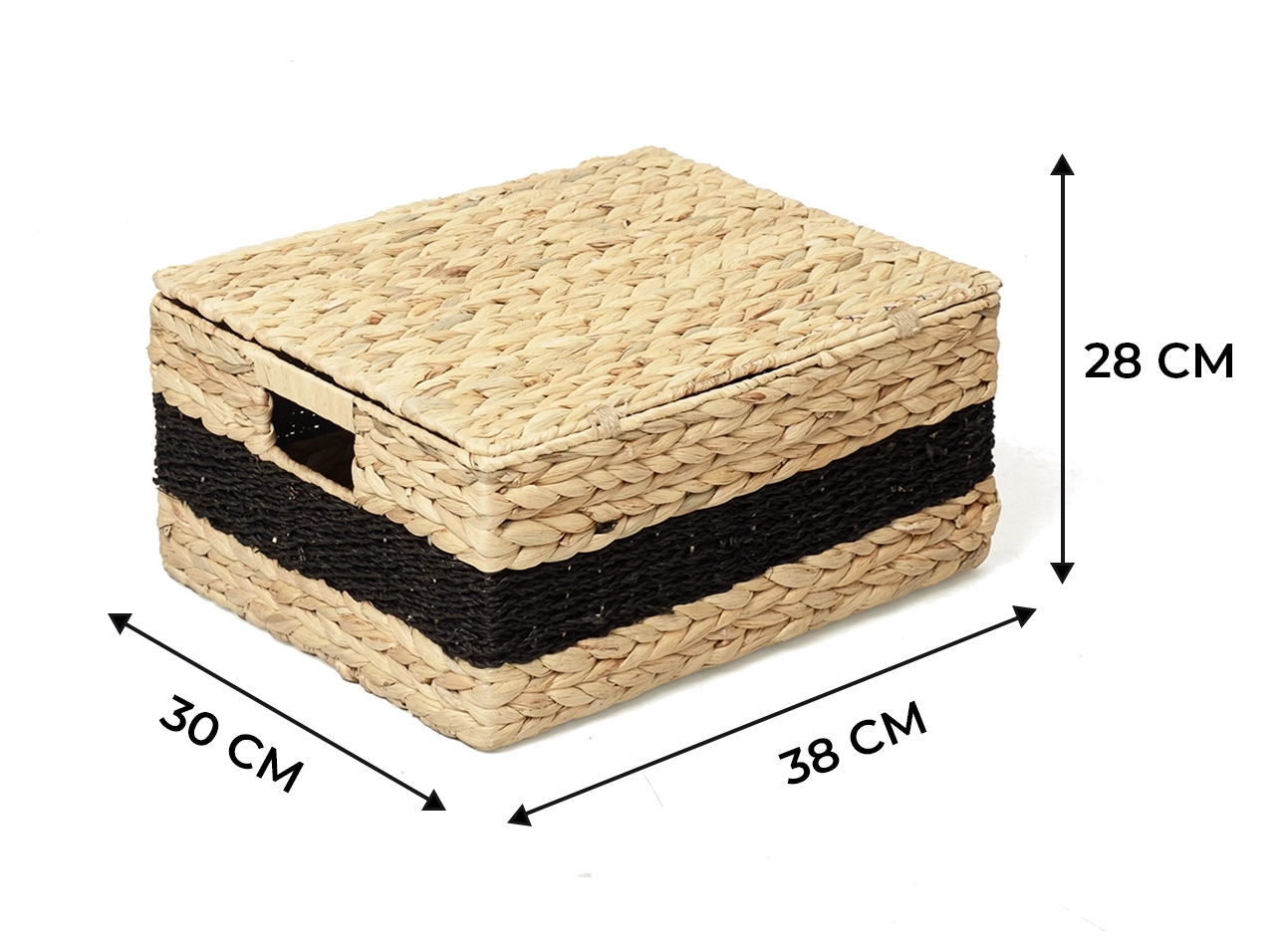 Kosz pleciony z czarnym ornamentem rozmiar L